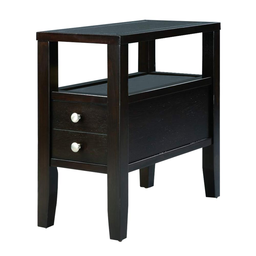24" Traditional Dark Espresso With 2 Drawers Side/End Table. Picture 2