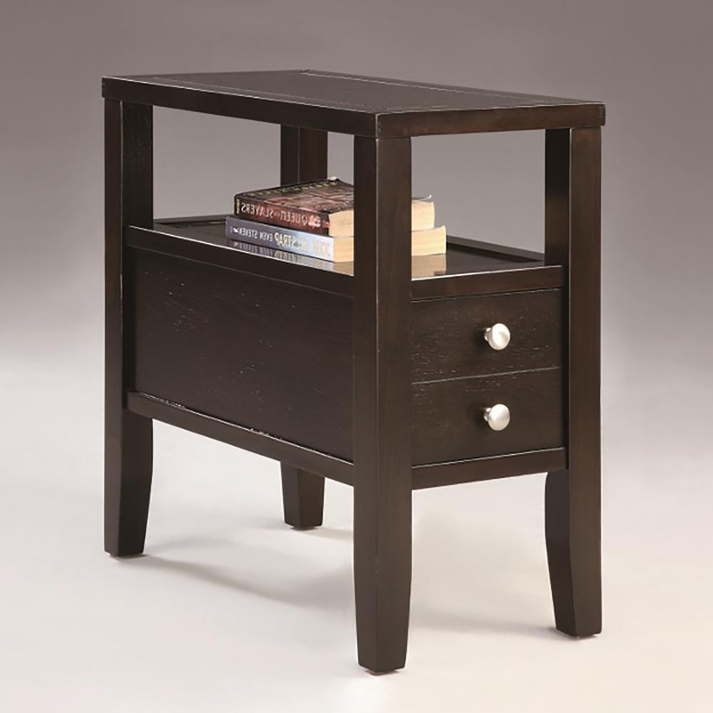 24" Traditional Dark Espresso With 2 Drawers Side/End Table. Picture 1
