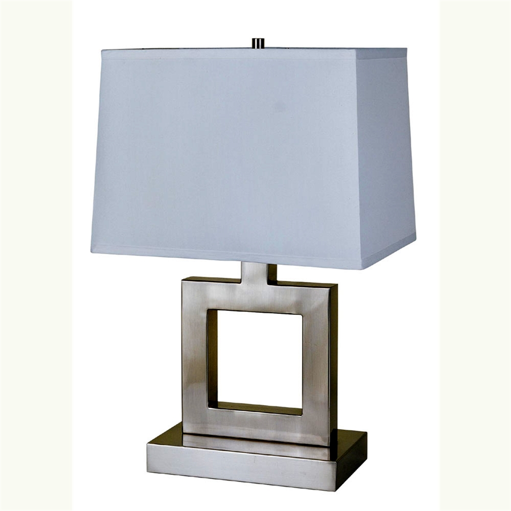 22" Square Table Lamp - Satin Nickel. Picture 1