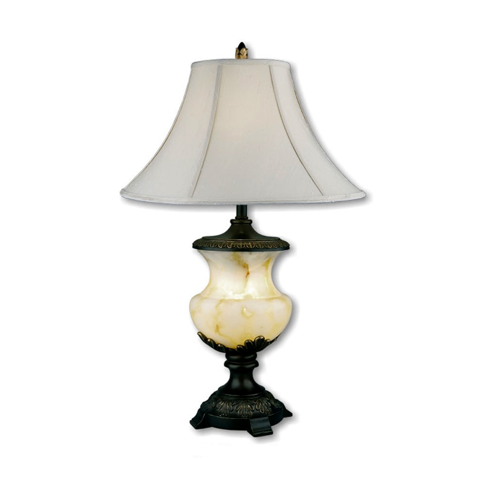 32" Alabaster Table Lamp + Night Light. Picture 1