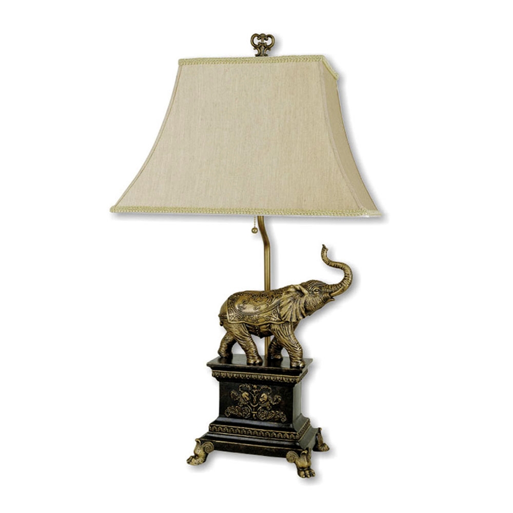 Elephant Table Lamp - Antique Gold. Picture 1