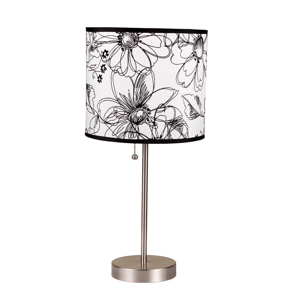19"H Floral Print Steel Table Lamp. Picture 1