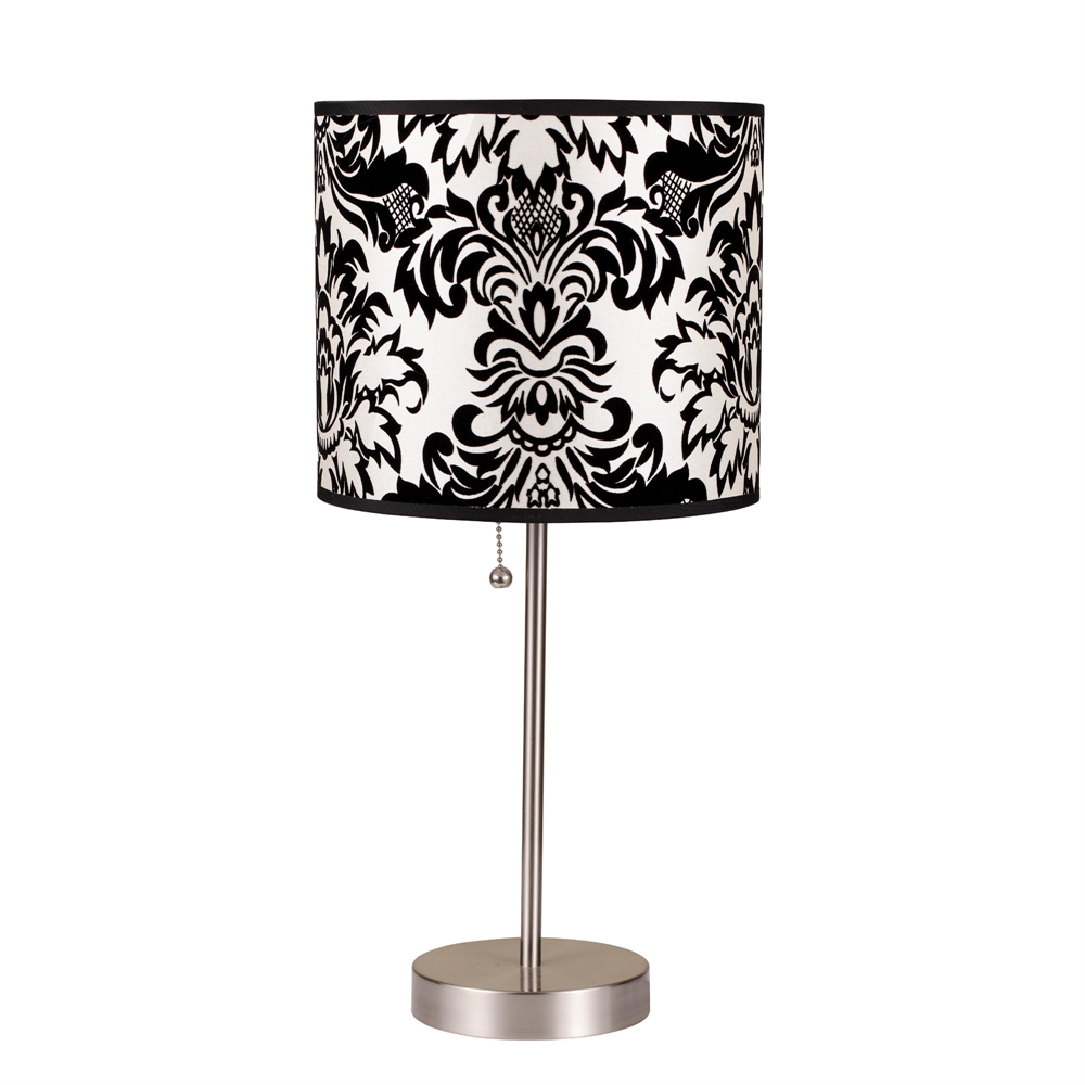 19"H Black/White Print Steel Table Lamp. Picture 1