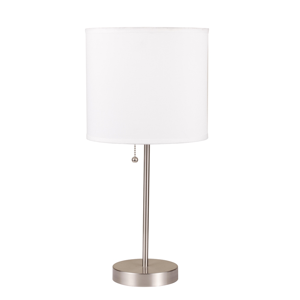 19"H White Brush Steel Table Lamp. Picture 1
