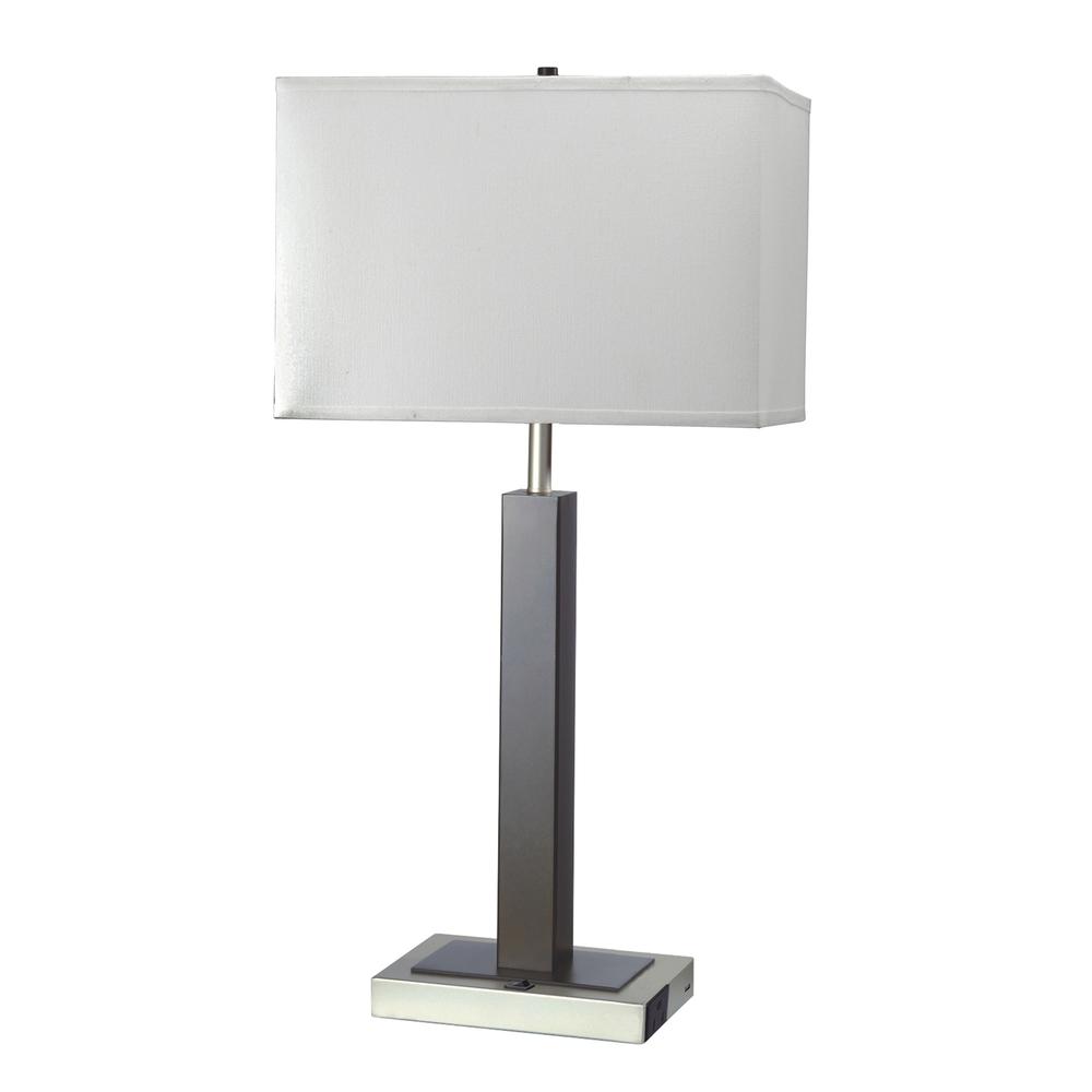 30" In Adrienne Metal Table Lamp W/ Outlet & Usd Port. Picture 1