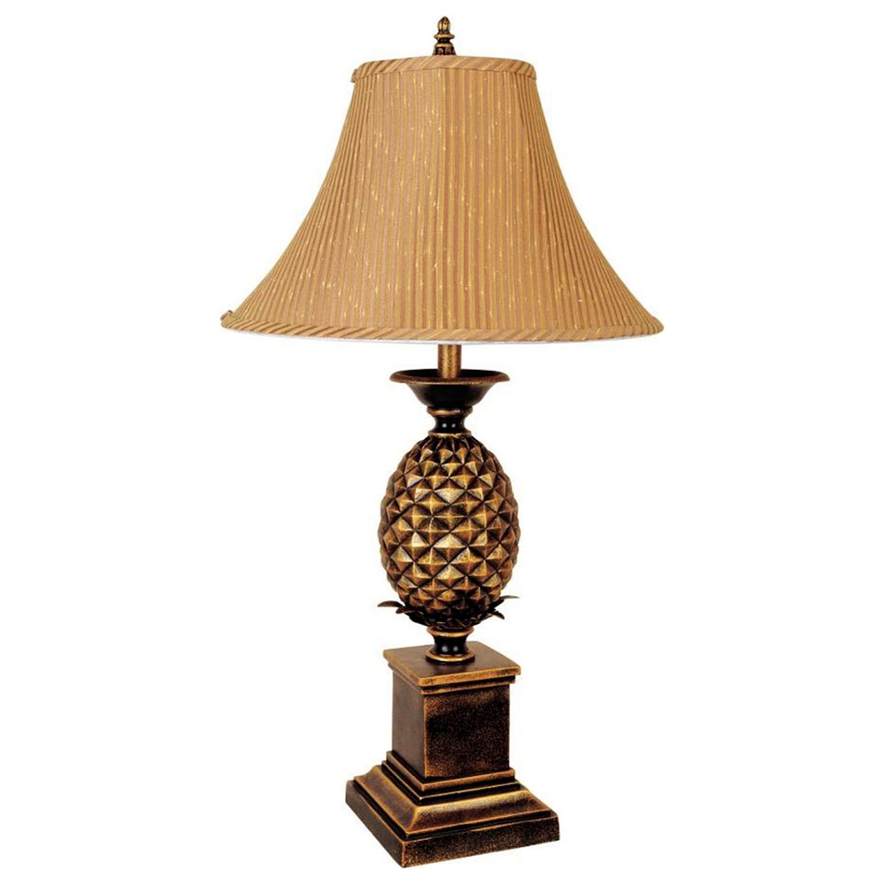 32"H Pineapple Table Lamp - Antique Gold. Picture 1
