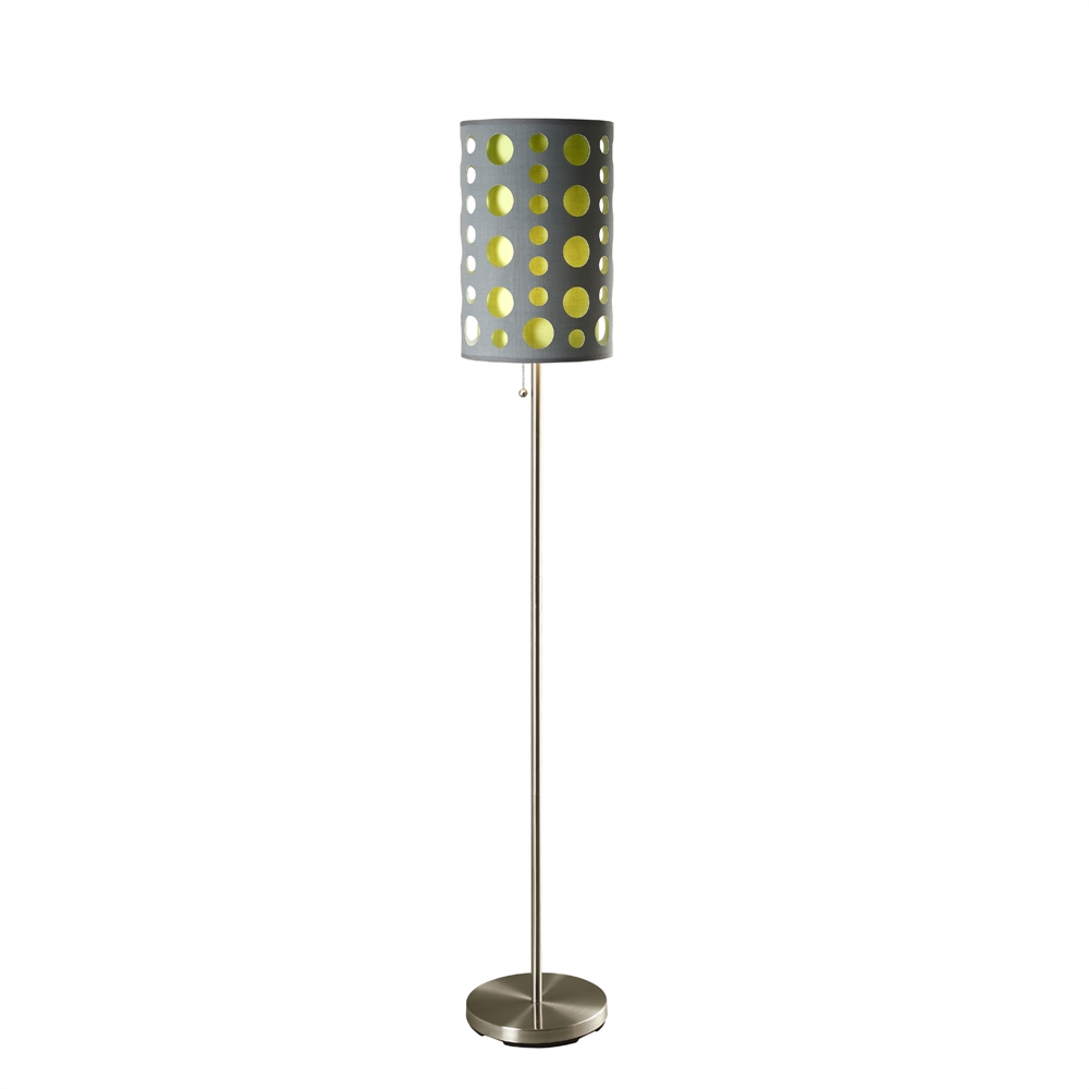 66"H Modern Retro Grey-Yellow Floor Lamp. Picture 1