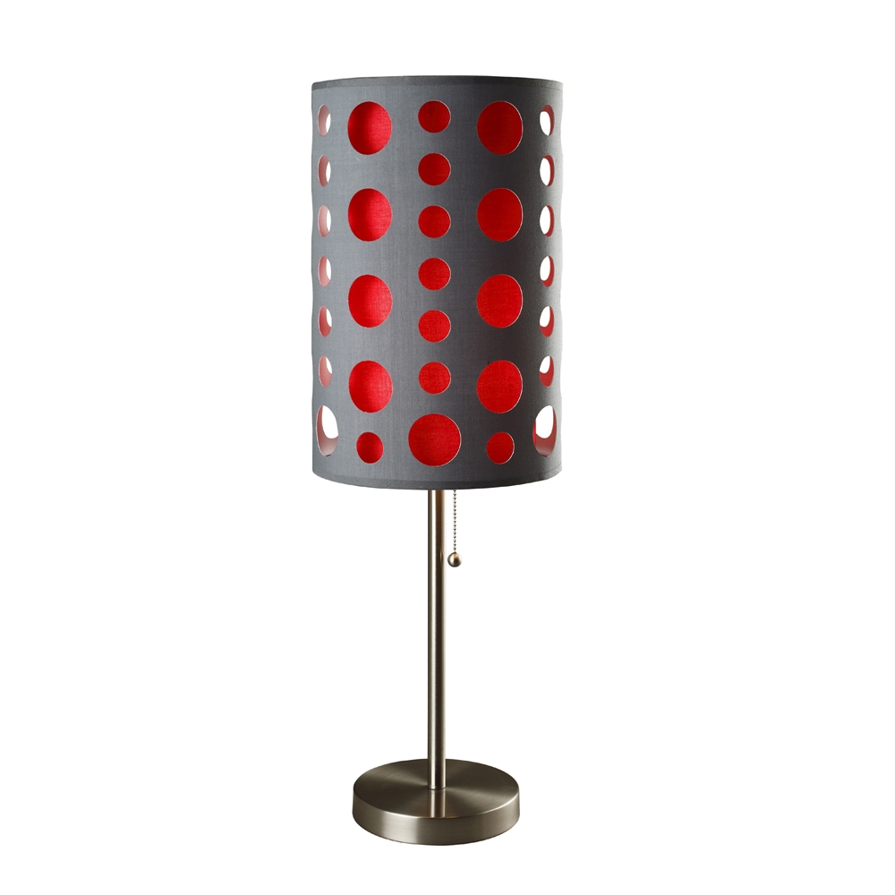 33"H Modern Retro Grey-Red Table Lamp. Picture 1