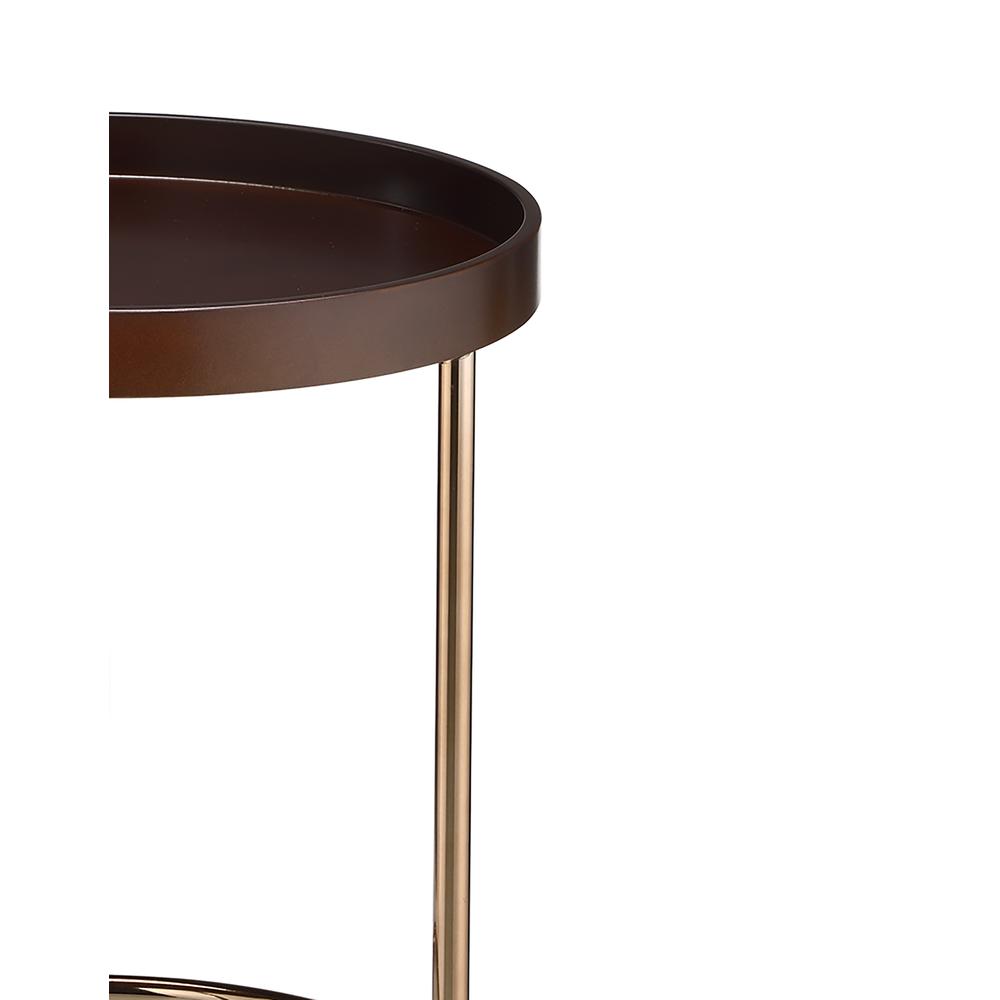 21.75" In Espresso Edie Mid-Century Lipped Edge Side Table W/ Copper Legs. Picture 3