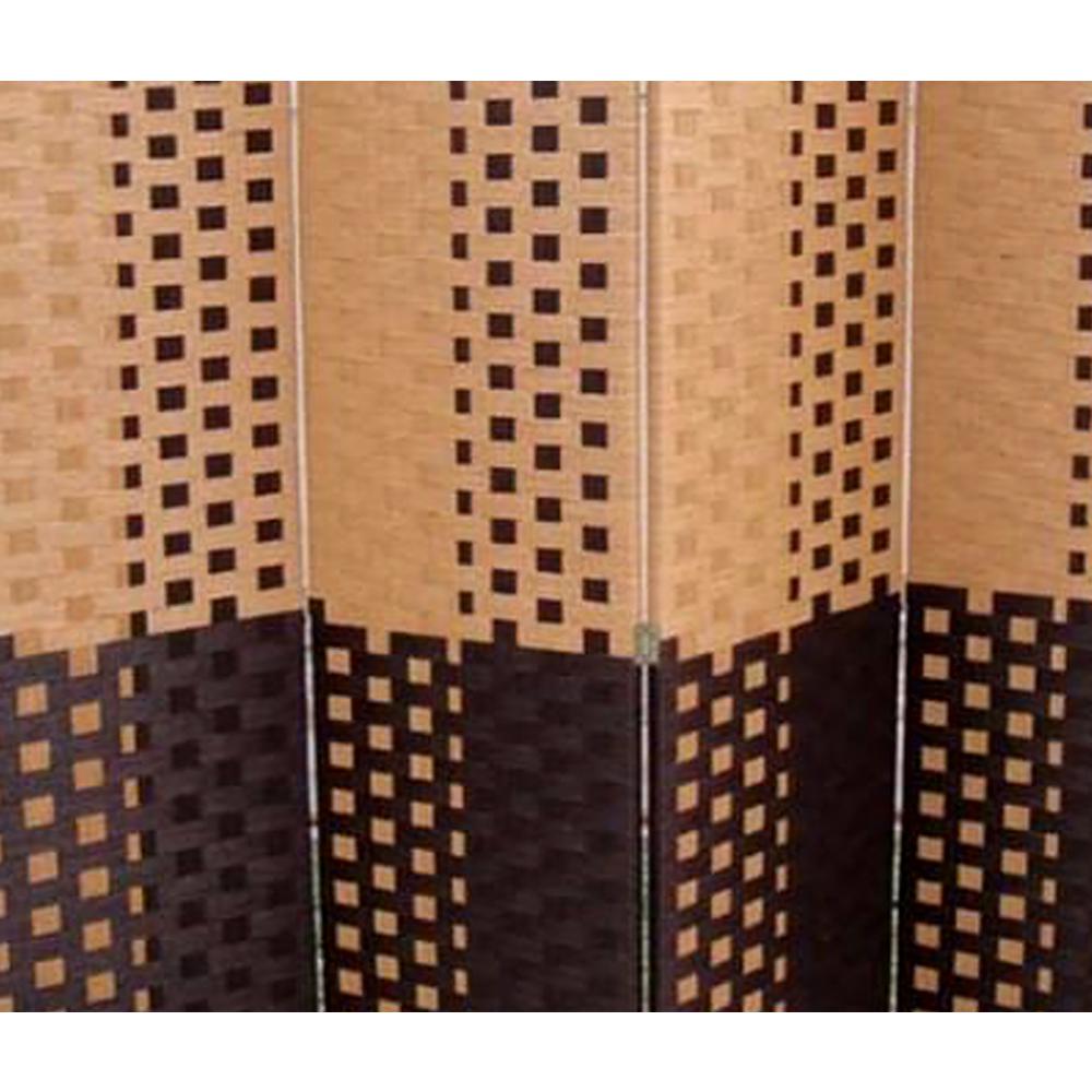 Brown/Espresso Brown Paper Straw Weave 4 Panel Screen On 2"H Legs, Handcrafted. Picture 2