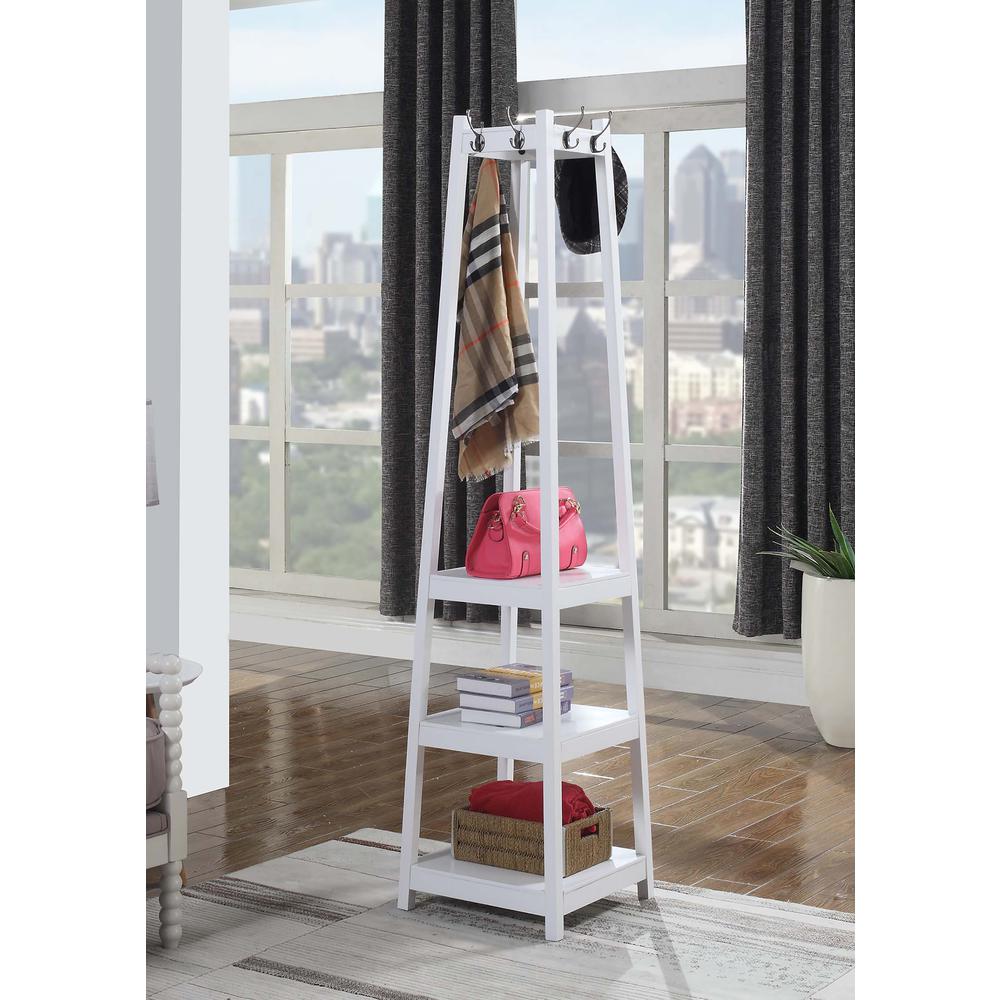 3 Tier Tower Shoe/ Coat Rack-White. Picture 1