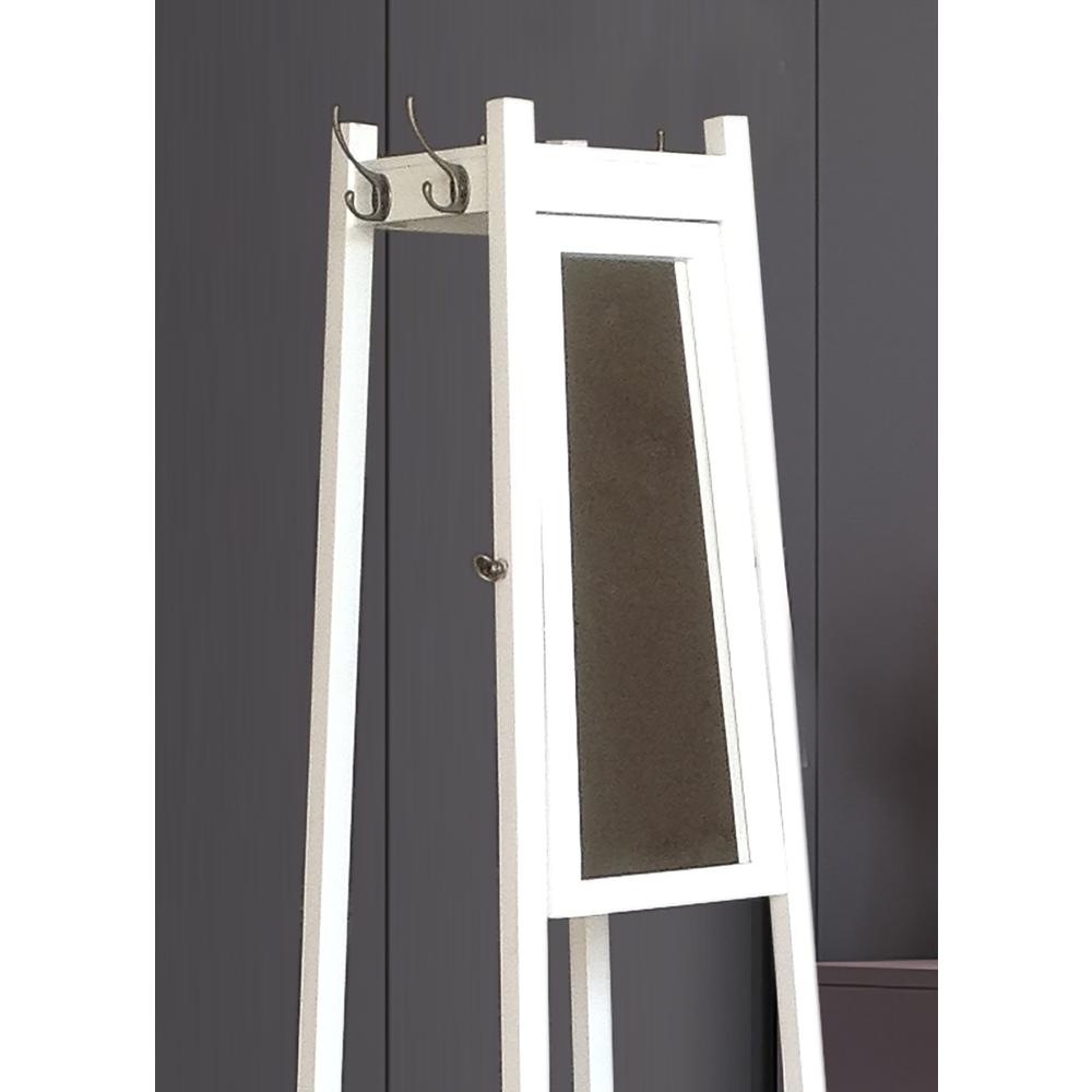 72" 3-Tier White Tower Shoe/Coat Rack+Mirror. Picture 2