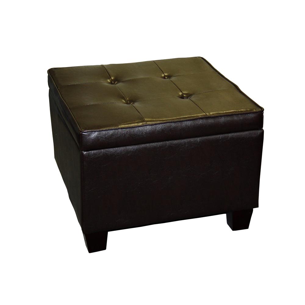 15"In Modern Brown Tufted Room Fit Storage Ottoman Seating. Picture 7