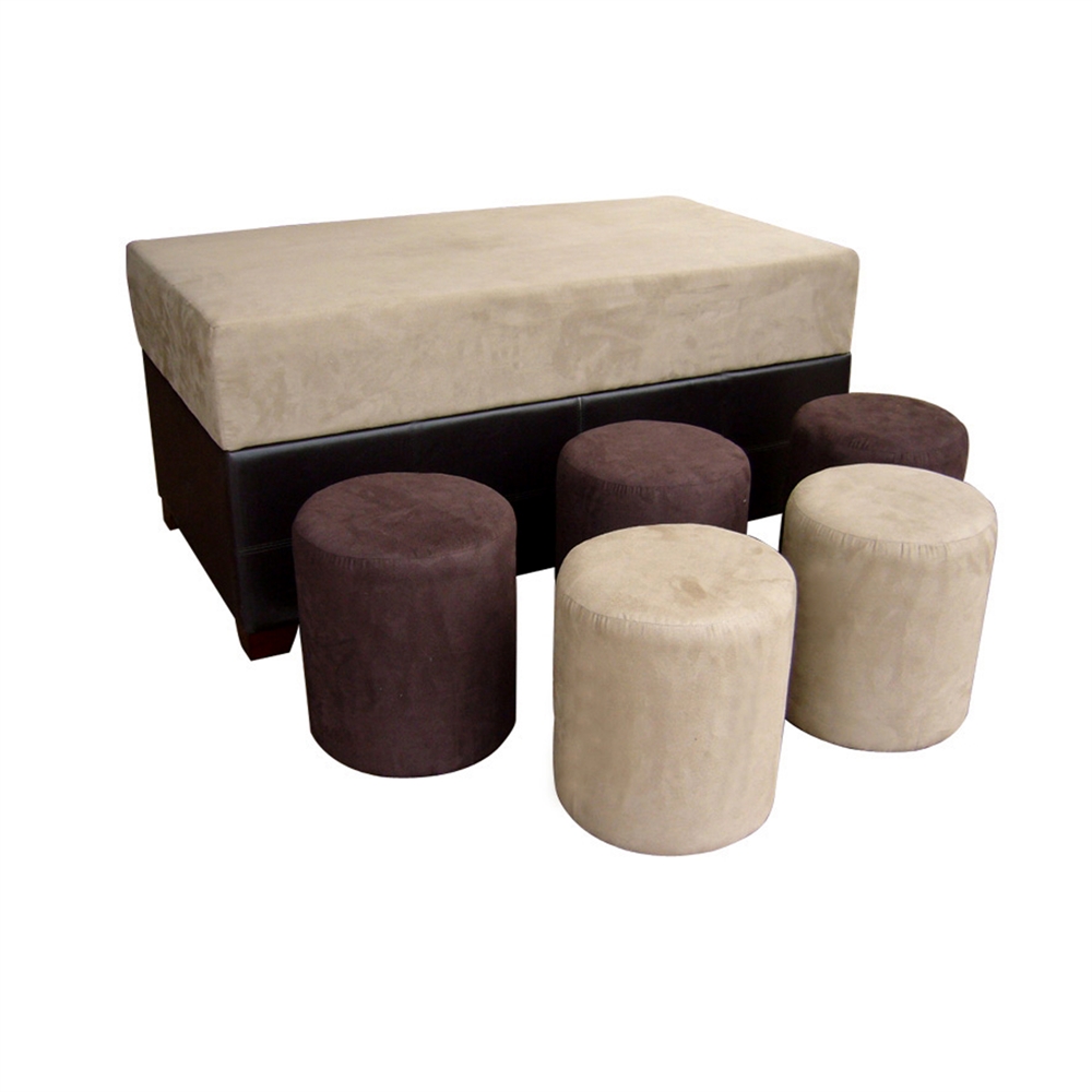 Brown Shades Storage Ottoman (With 5 Ottomans). Picture 1