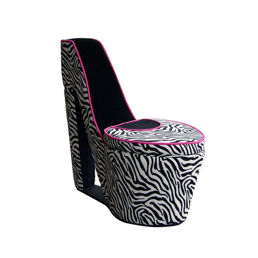 Black Zebra Prints High Heel Storage Chair. Picture 3