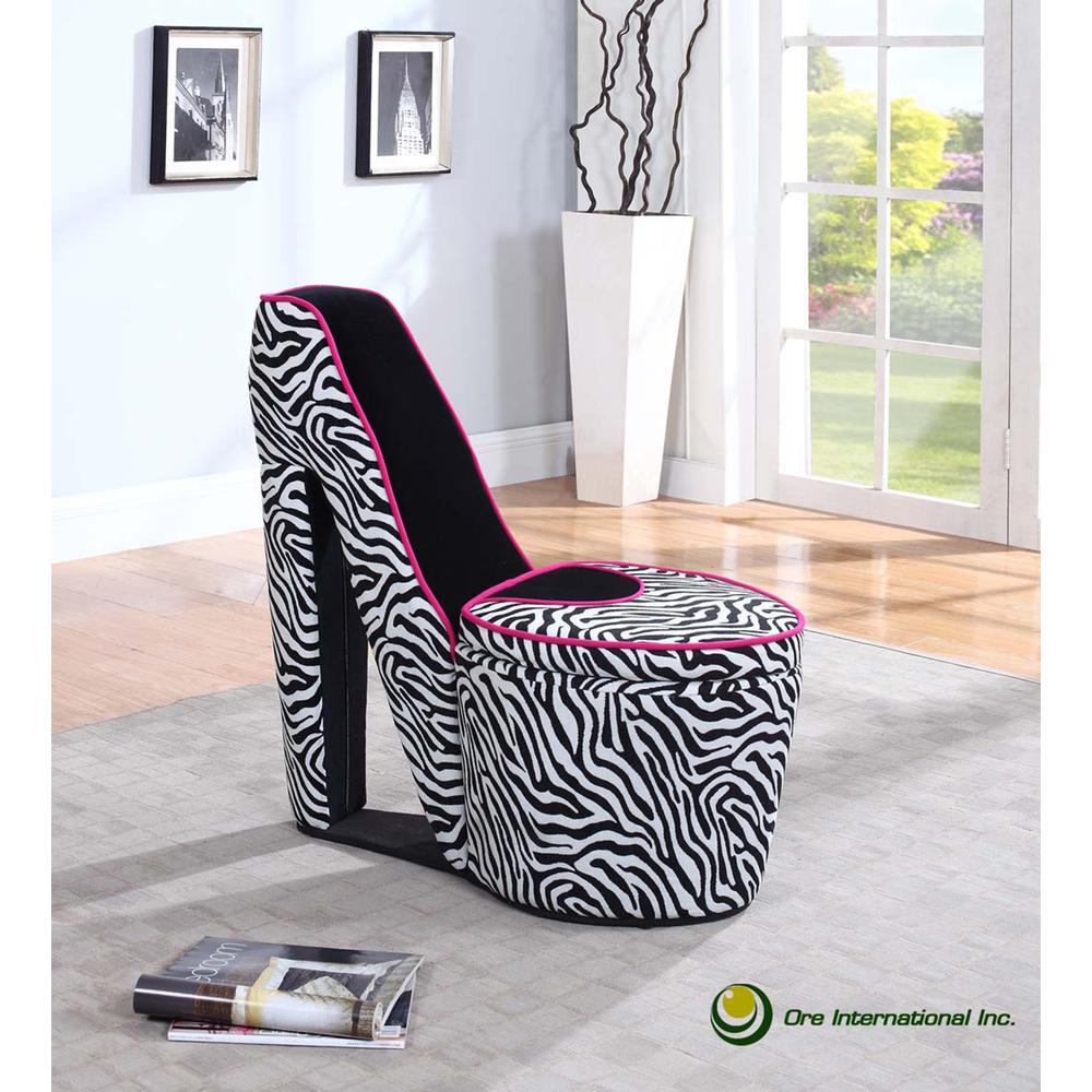 Black Zebra Prints High Heel Storage Chair. Picture 2