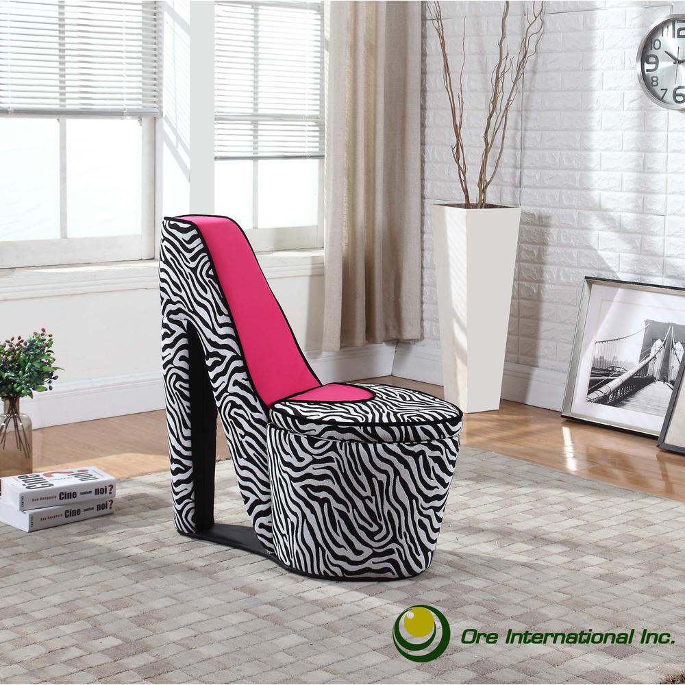 Pink Zebra Prints High Heel Storage Chair. Picture 2
