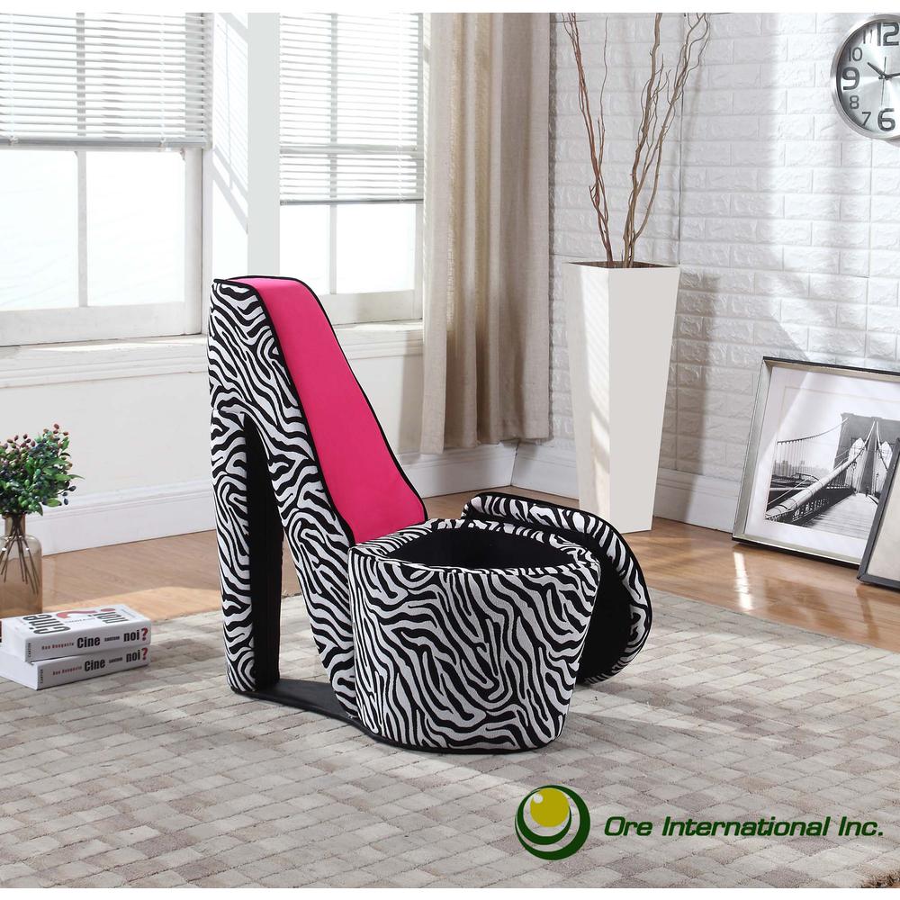 Pink Zebra Prints High Heel Storage Chair. Picture 1
