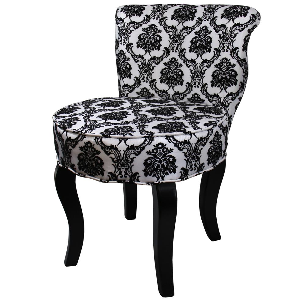 31"H French Black/White Damask Accent Chair. Picture 3