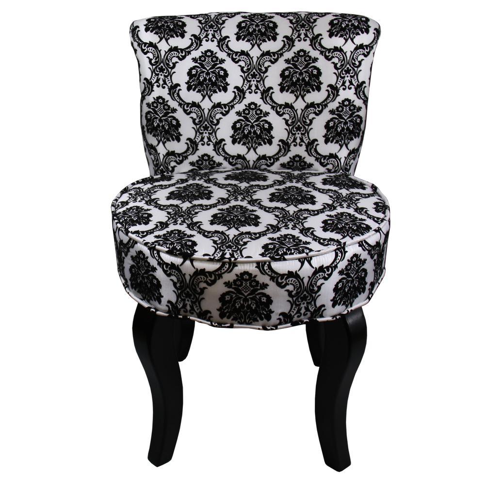 31"H French Black/White Damask Accent Chair. Picture 4