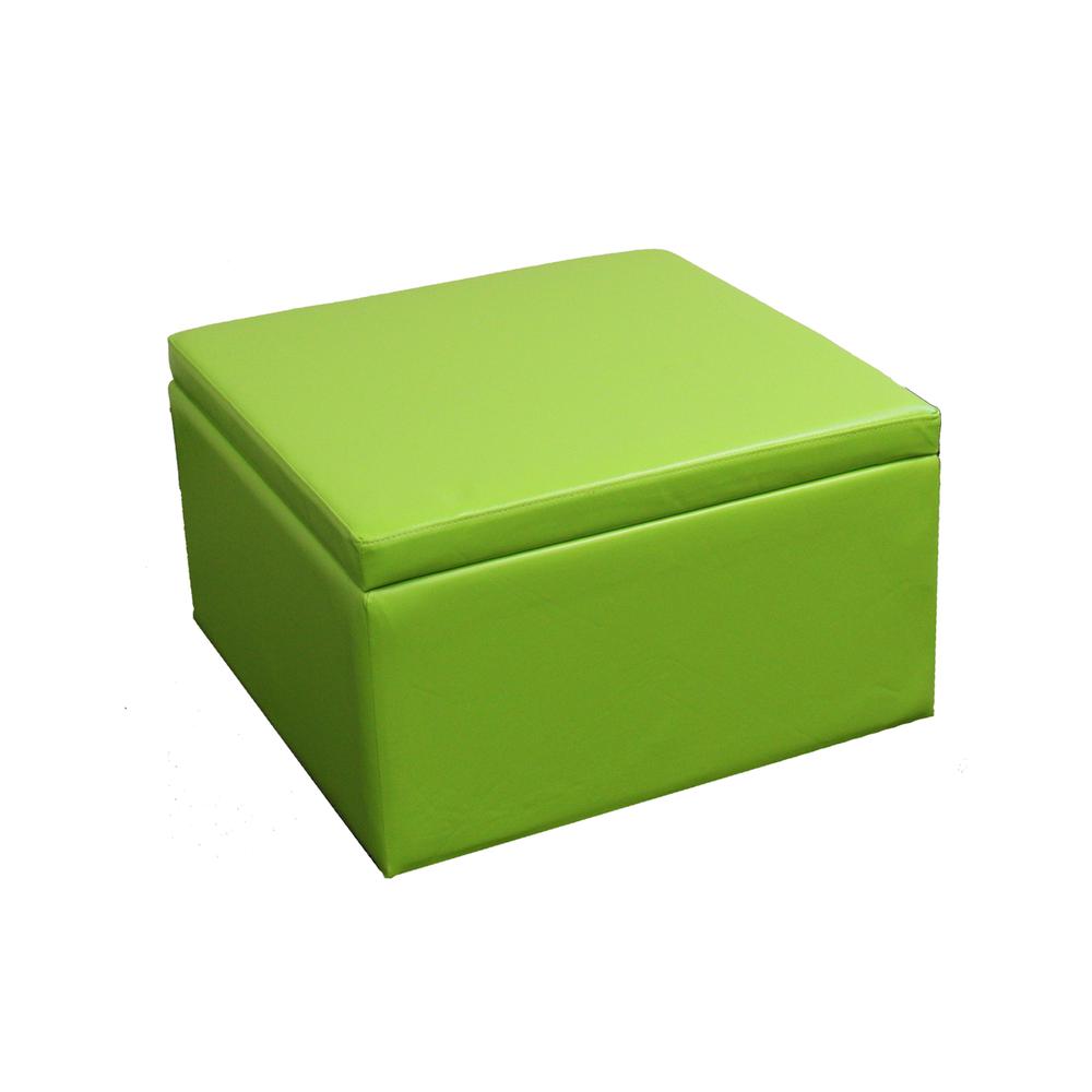 13.75"H Green Storage Ottoman W/ 4 Seating. Picture 2