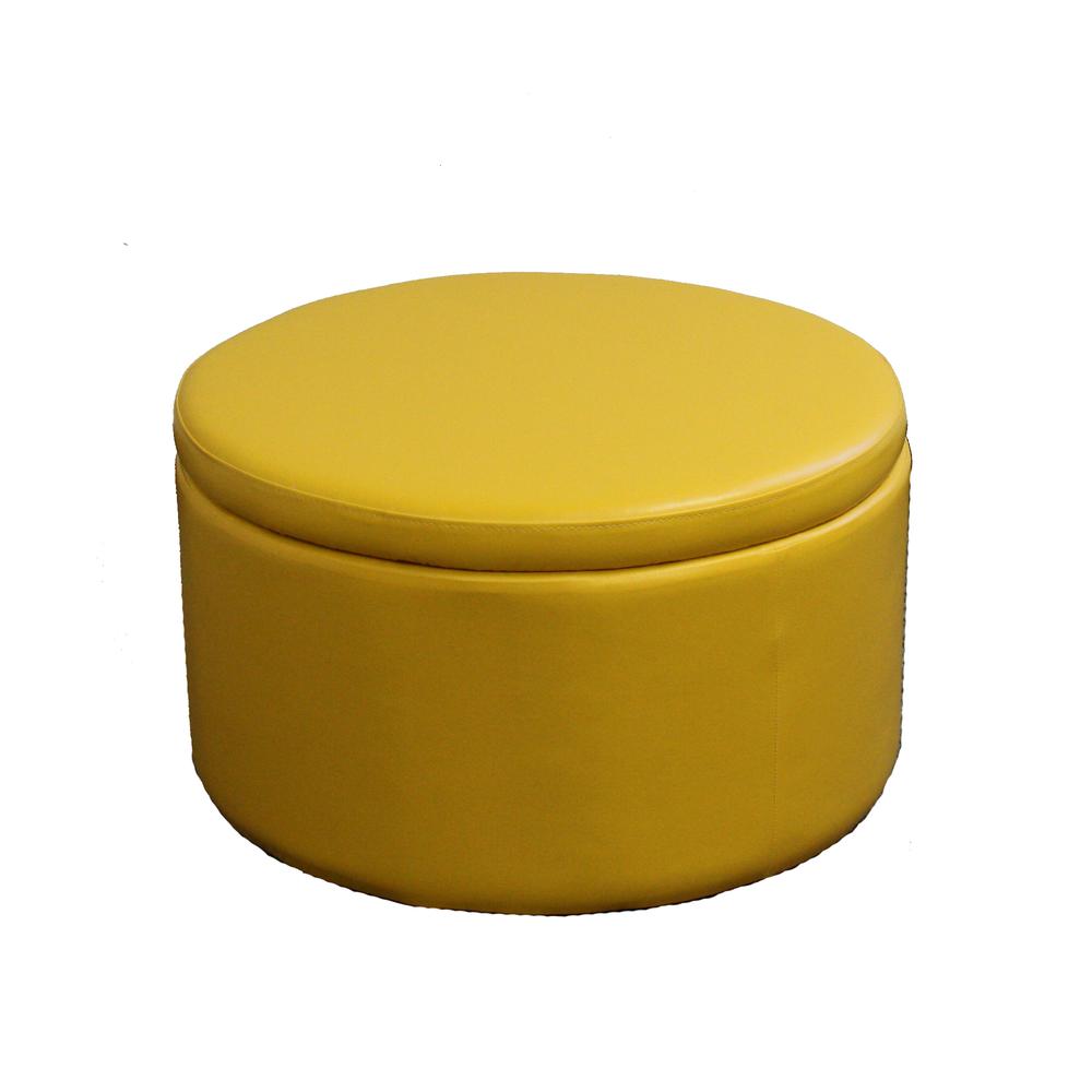 13.5"H Yellow Storage Ottoman W/ 4 Seating. Picture 1
