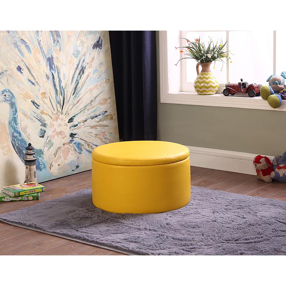 13.5"H Yellow Storage Ottoman W/ 4 Seating. Picture 4