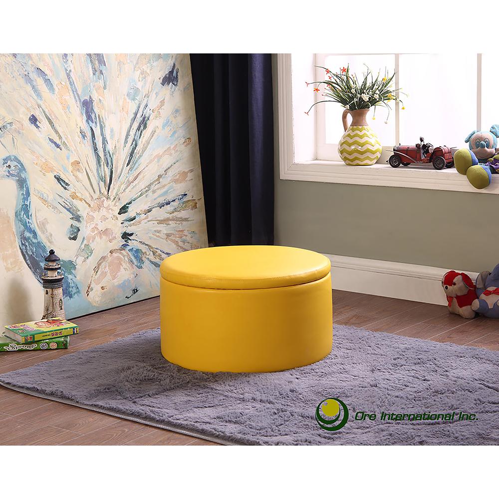 13.5"H Yellow Storage Ottoman W/ 4 Seating. Picture 5