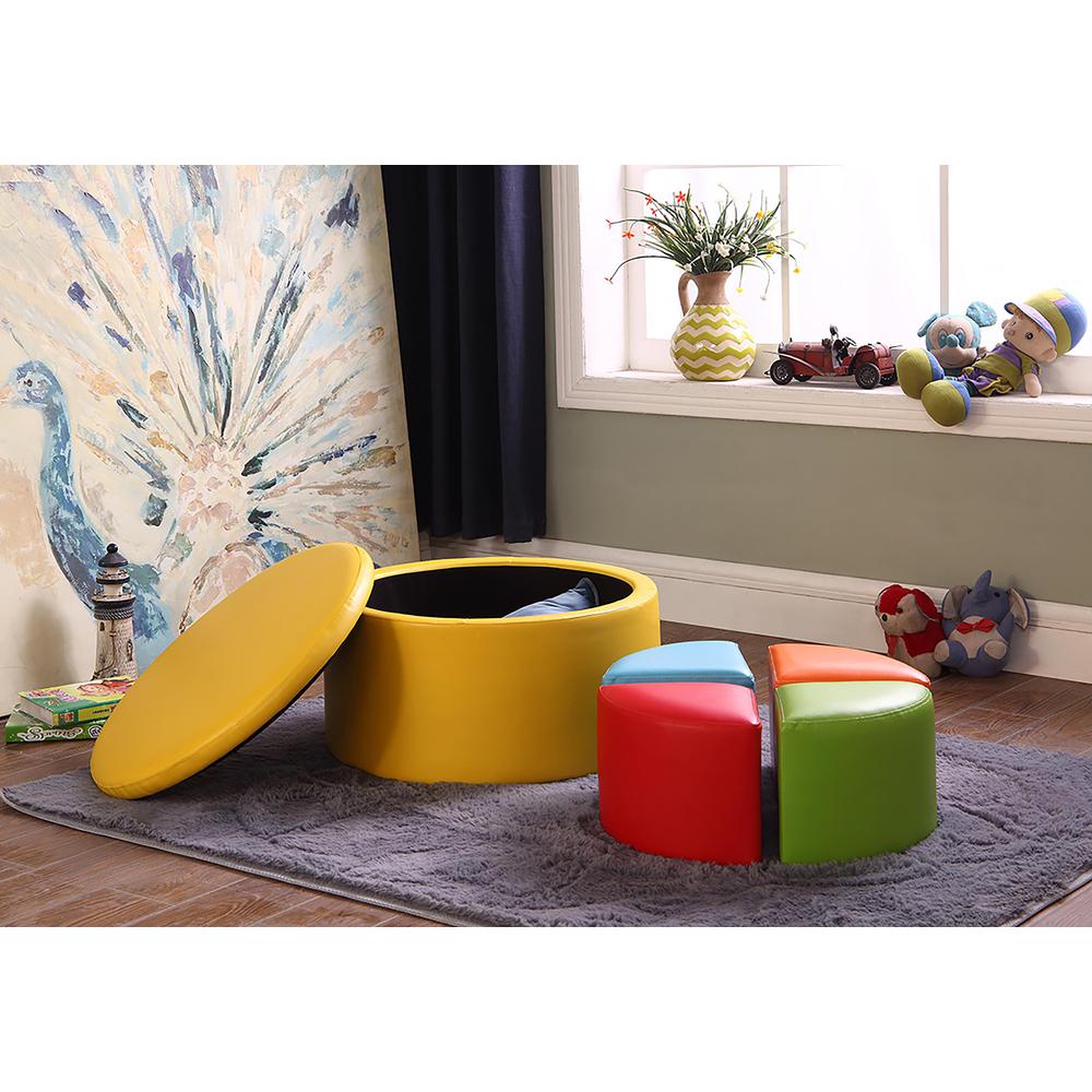 13.5"H Yellow Storage Ottoman W/ 4 Seating. Picture 6