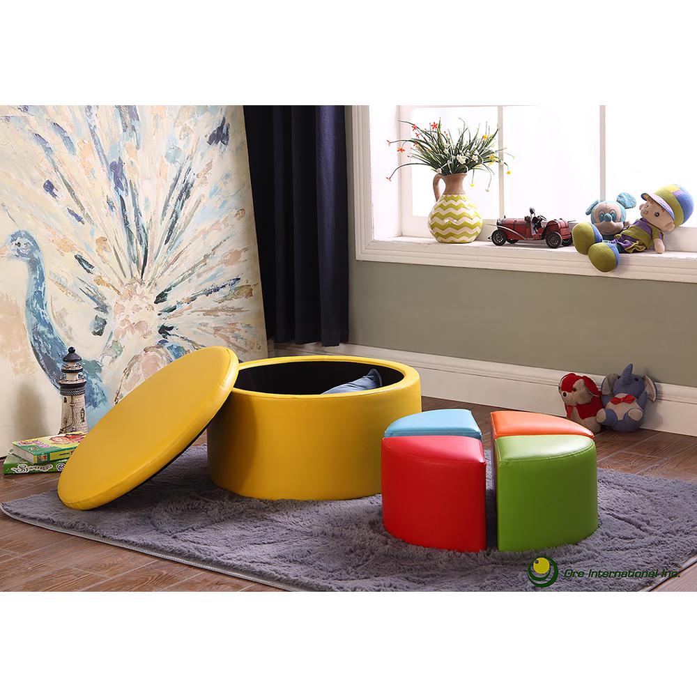 13.5"H Yellow Storage Ottoman W/ 4 Seating. Picture 7