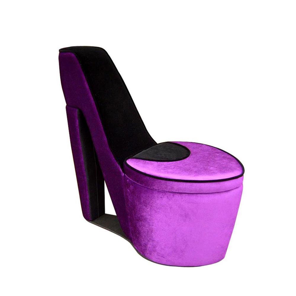 Purple/Black High Heel Storage Chair. Picture 3