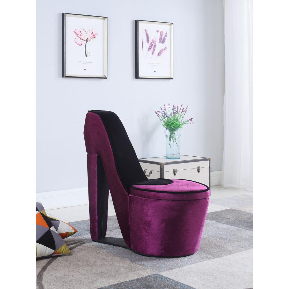 Purple/Black High Heel Storage Chair. Picture 2