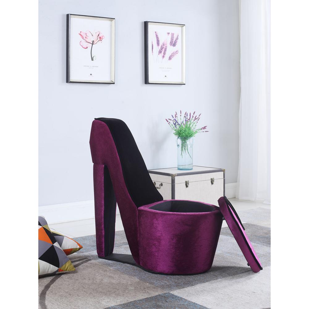 Purple/Black High Heel Storage Chair. Picture 1