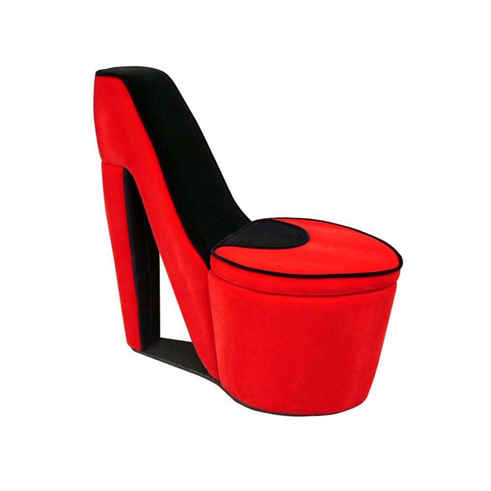Red/Black High Heel Storage Chair. Picture 1