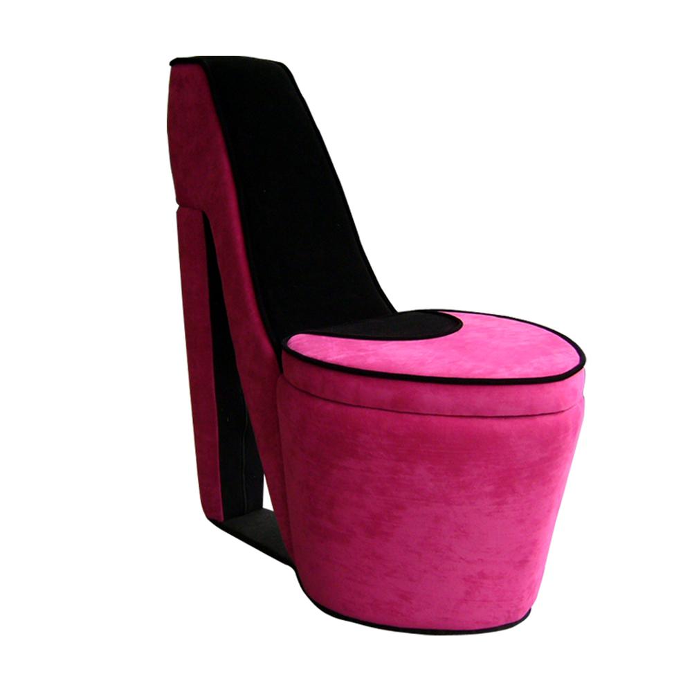 Pink/Black High Heels Storage Chair. Picture 5