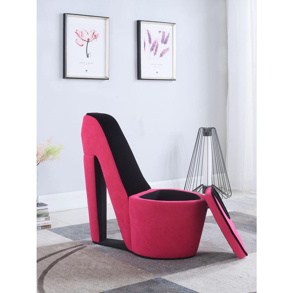 Pink/Black High Heels Storage Chair. Picture 4