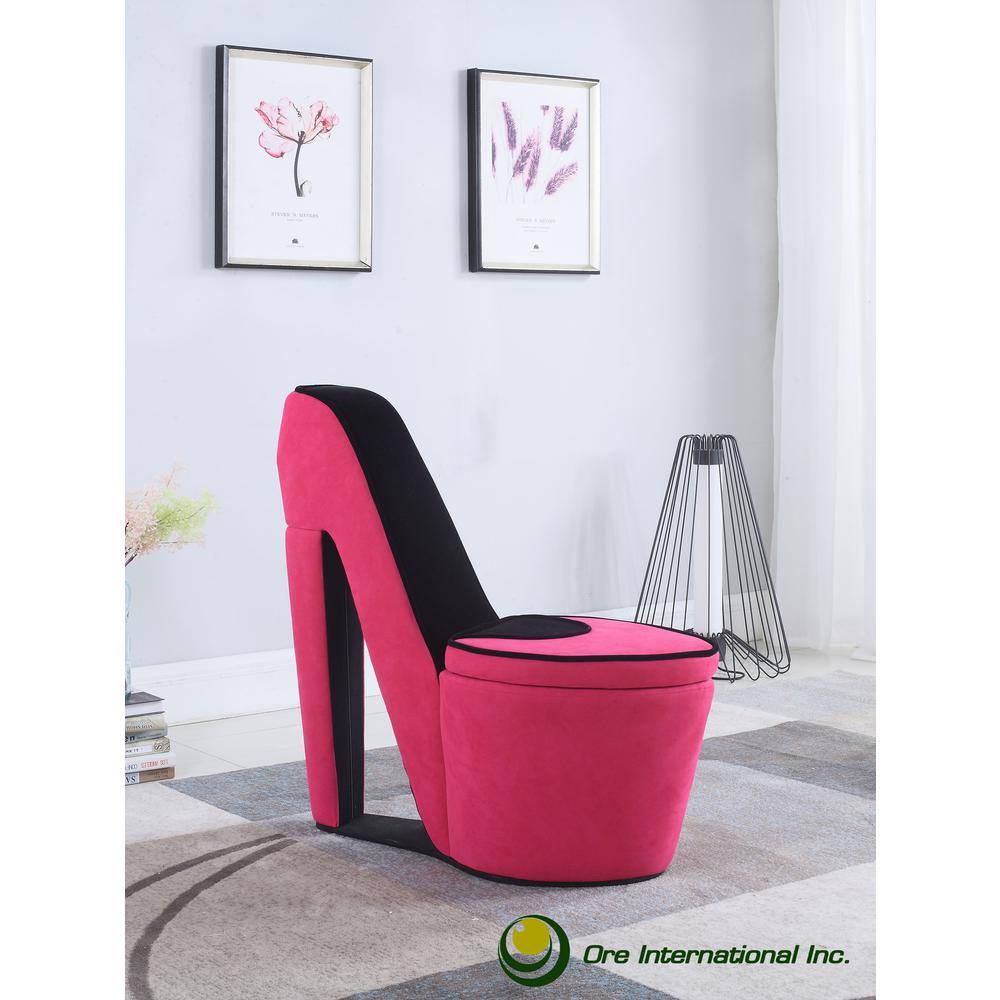 Pink/Black High Heels Storage Chair. Picture 1