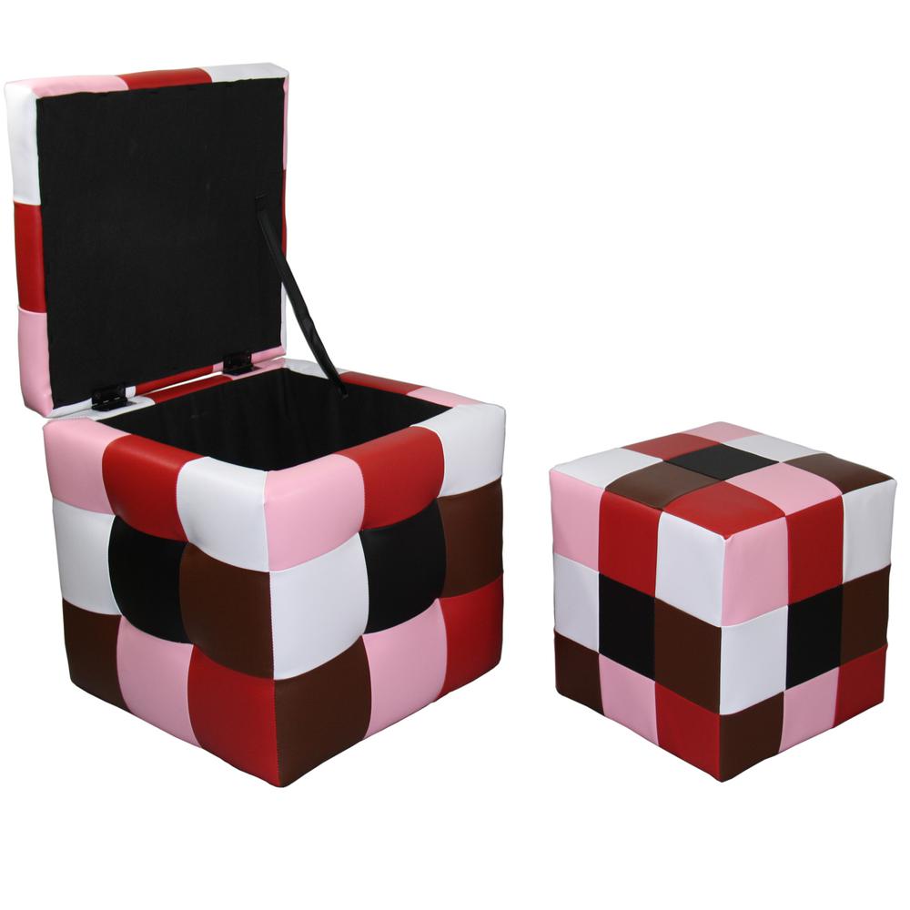 16"H Color Block Storage Ottoman + 1 Seating. Picture 1