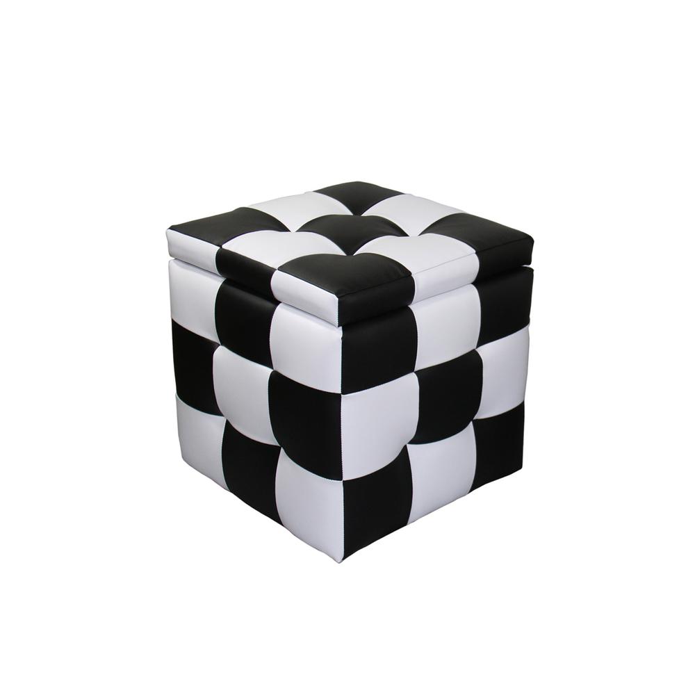 16"H Checkered Block Storage Ottoman +1 Seating. Picture 3