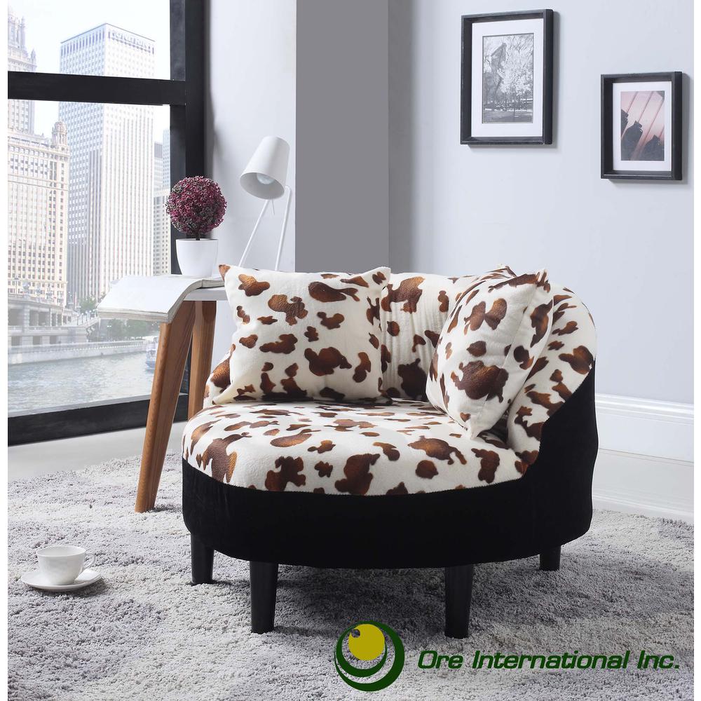 22"H Leopard Heart Accent Chair W/ 2 Pillows. Picture 1