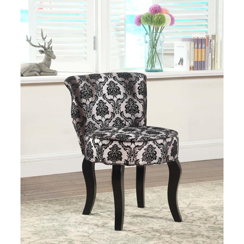 31"H French Black/Grey Damask Accent Chair. Picture 4