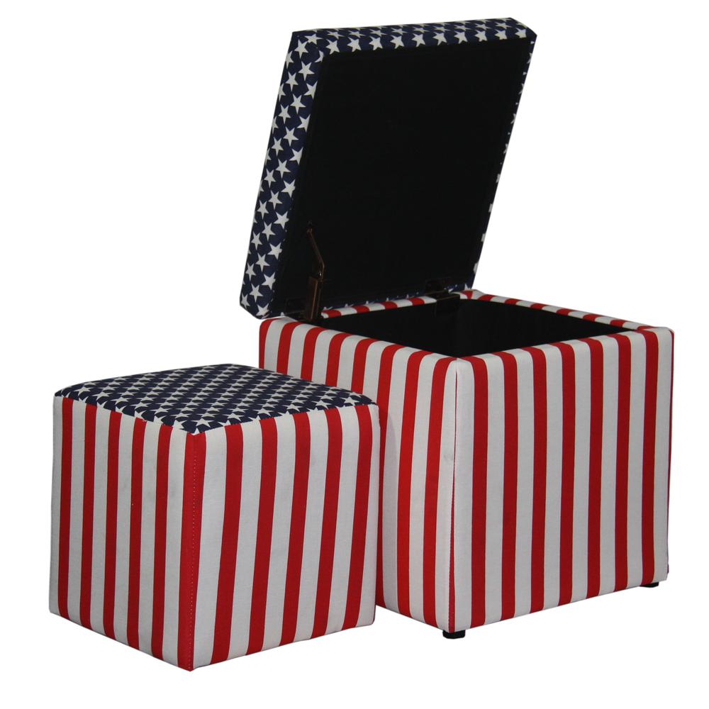18"in PATRIOTIC STORAGE OTTOMAN + 1 EXTRA SEATING. Picture 2