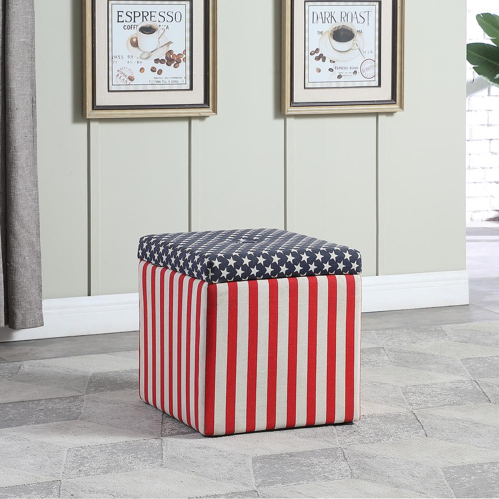 18"in PATRIOTIC STORAGE OTTOMAN + 1 EXTRA SEATING. Picture 3