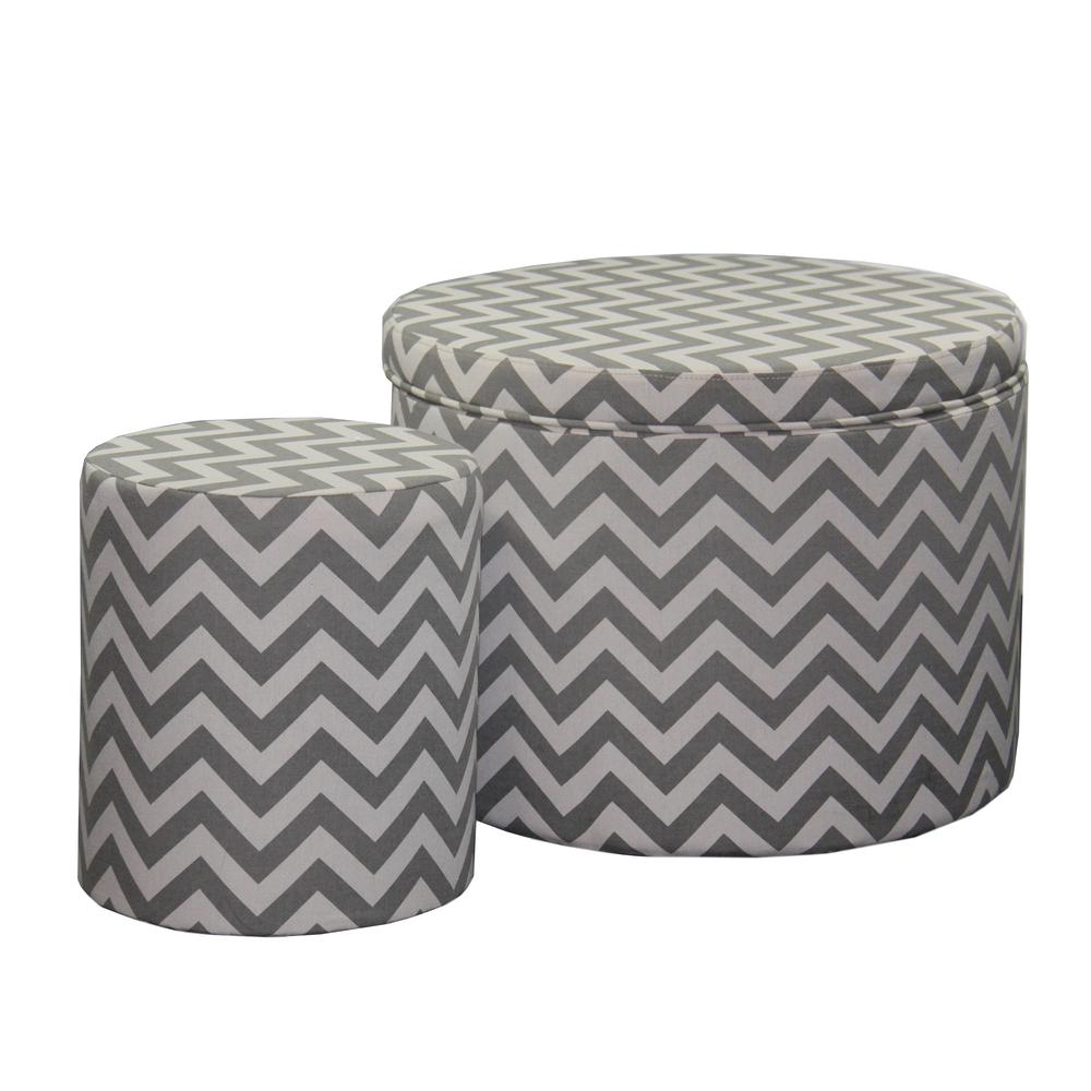 17.35"in CHEVRON STORAGE OTTOMAN + 1 EXTRA SEATING. Picture 1