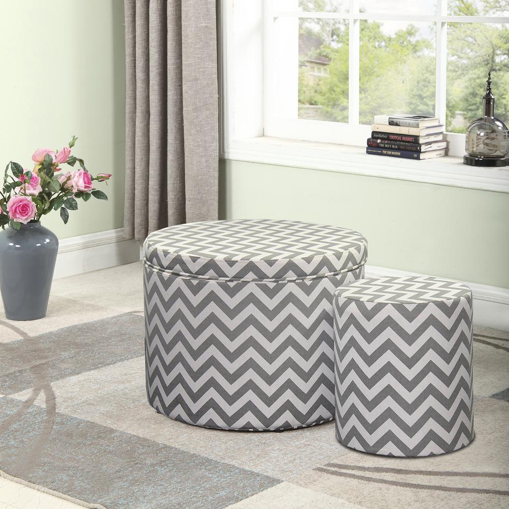17.35"in CHEVRON STORAGE OTTOMAN + 1 EXTRA SEATING. Picture 3