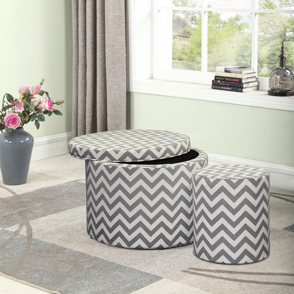 17.35"in CHEVRON STORAGE OTTOMAN + 1 EXTRA SEATING. Picture 4