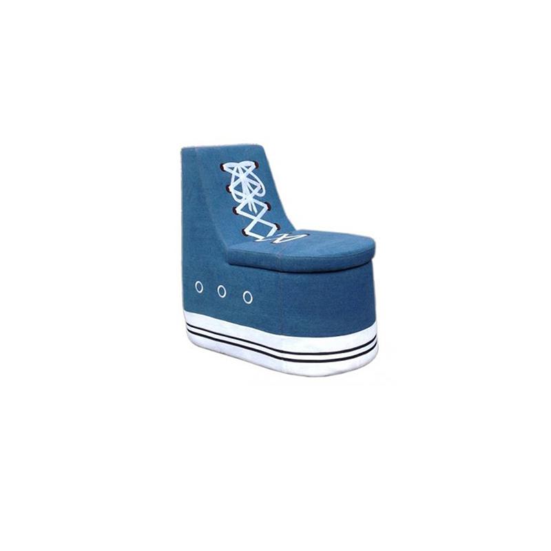 30" Blue Denim Sneaker Shoe W/ Storage. Picture 1