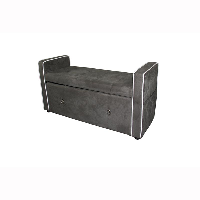 22" Olive Green Suede Shoe Storage Bench. Picture 1