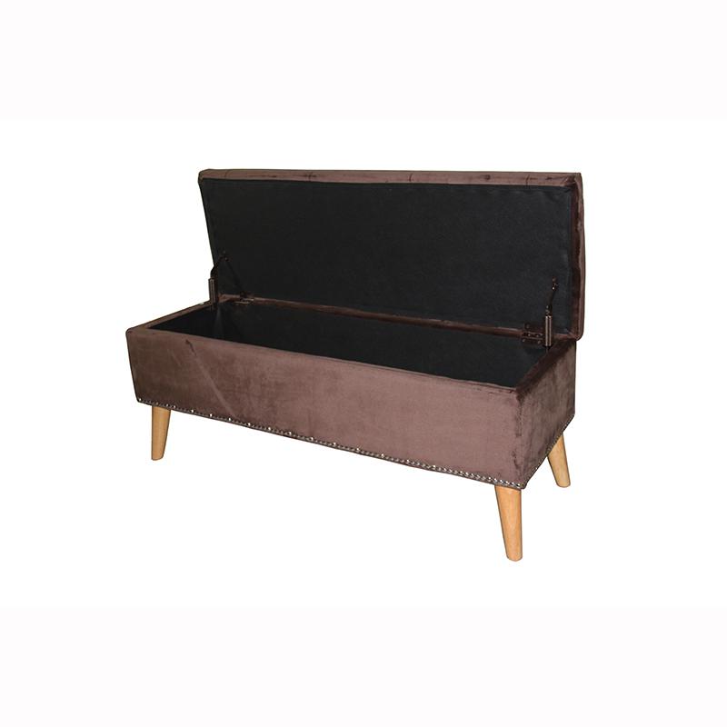 17"H Brown Suede Tufted Storage Bench. Picture 2