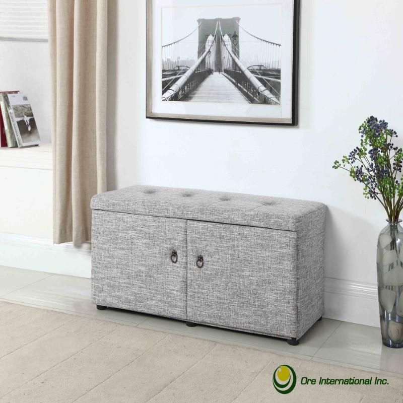 18" Dove Grey Shoe Storage Bench. Picture 3